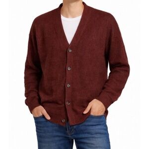Cotton On Button Front Fuzzy Knit Cropped Solid‎ Men's Cardigan Sweater new XL